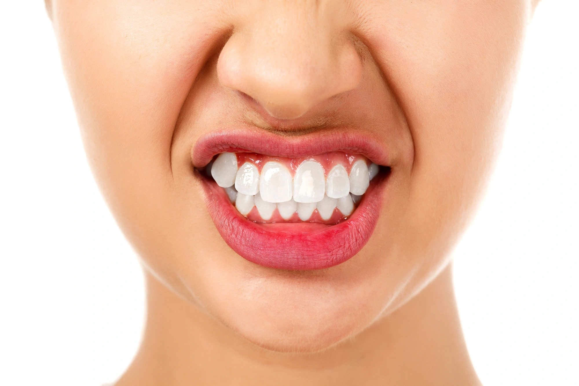 stressed-woman-clenching-her-teeth-before-receiving-dental-care-in-mclean