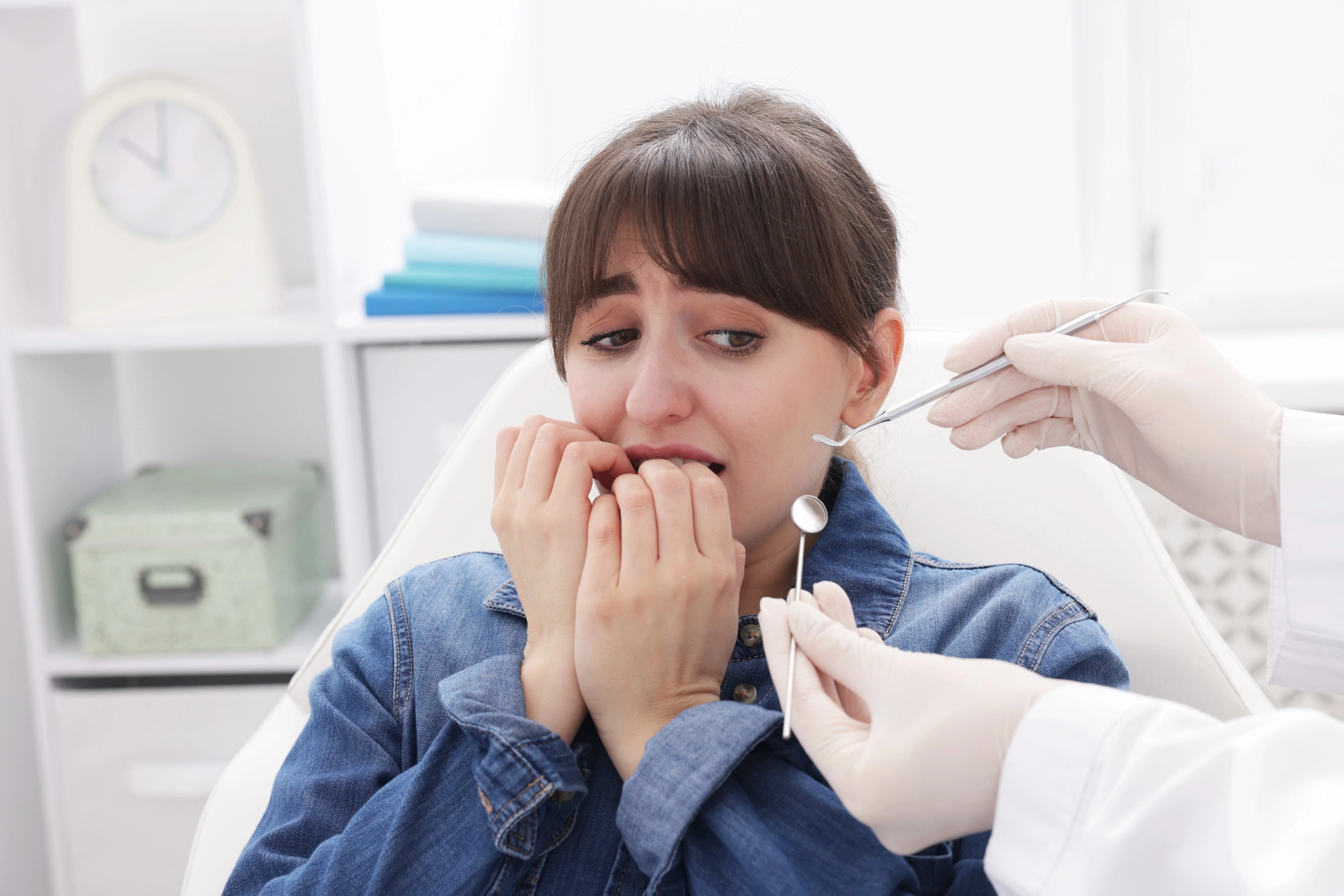 woman feeling anxiety before receiving sedation dentistry in Arlington woman feeling anxiety before receiving sedation dentistry in Arlington