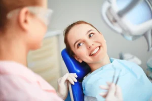 happy patient at the desntist for orthodontics in McLean