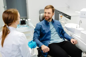 patient consulting dentist about sleep apnea in Arlington patient consulting dentist about sleep apnea in Arlington