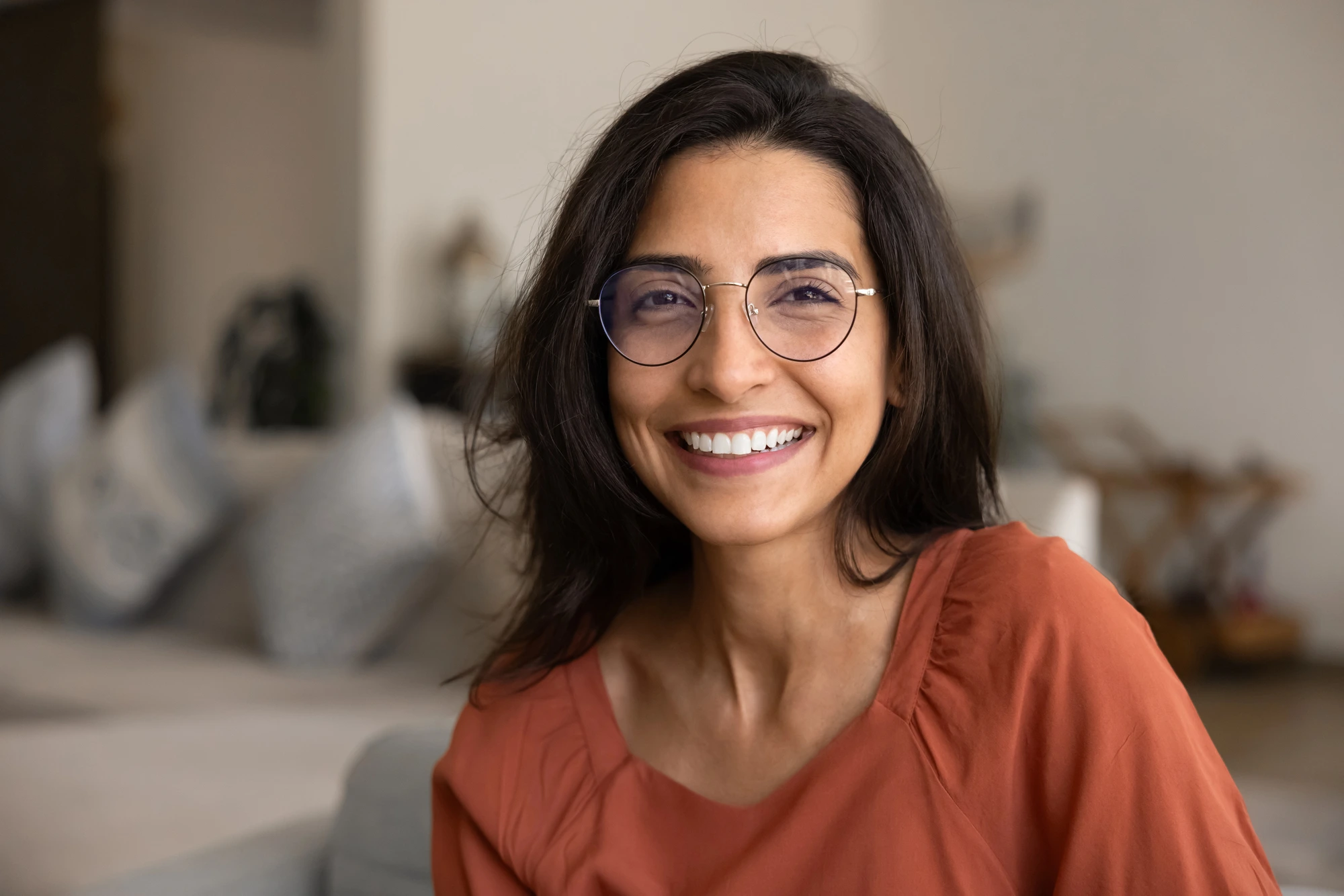 happy woman after getting dental care in McLean